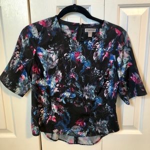 Chelsea28 Short Sleeve Black Floral Top